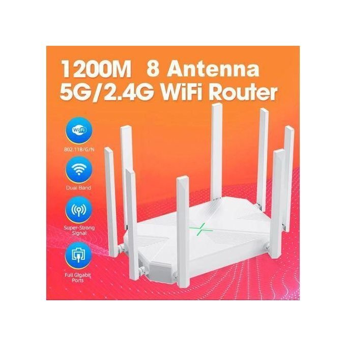 1200M Routeur 5G Double Bande, Amplificateur De Signal Réseau WiFi 8 Antennes