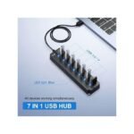 7 In 1 USB HUB Hub Ethernet Noir