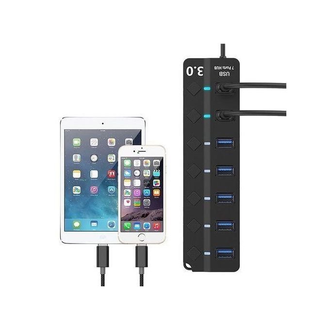 7 In 1 USB HUB Hub Ethernet Noir