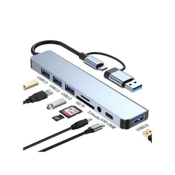 Adaptateur Hub 8 En 1 Usb Type C Micro