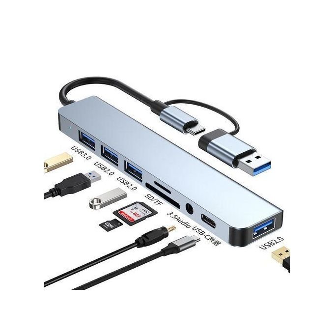 Adaptateur Hub 8 En 1 Usb Type C Micro