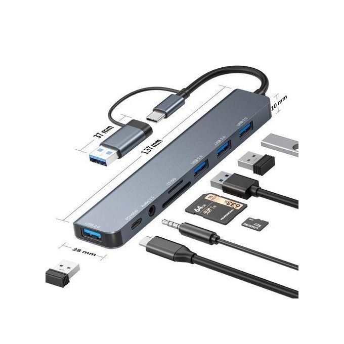 Adaptateur Hub 8 En 1 Usb Type C Micro