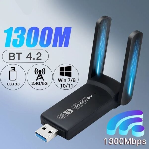 Adaptateur Wifi Usb 3.0 1300 Mbps Bluetooth 4.2 Double Bande