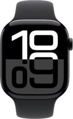 Apple Watch Series 10 [GPS 46mm] with Jet Black Aluminium Case with Black Sport Band - M/L. Fitness Tracker, ECG App, Always-On Retina Display, Water Resistant with AppleCare+...