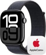 Apple Watch Series 10 [GPS 46mm] with Jet Black Aluminium Case with Ink Sport Loop. Fitness Tracker, ECG App, Always-On Retina Display, Carbon Neutral with AppleCare+ (2-years)