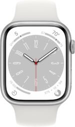 Apple Watch Series 8 [GPS + Cellular, 45mm] - Silver Aluminum Case with White Sport Band, M/L (Renewed)