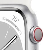 Apple Watch Series 8 [GPS + Cellular, 45mm] - Silver Aluminum Case with White Sport Band, M/L (Renewed)