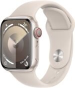 Apple Watch Series 9 [GPS + Cellular 45mm] Silver Aluminum Case with Storm Blue Sport Band S/M (Renewed Premium)