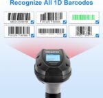 Barcode Scanner Wireless, 1D Laser Bar Code Scanners with Stand 2.4G Wireless & USB Wired Connection Plug and Play 2 in 1 Handheld Barcode Reader with Screen