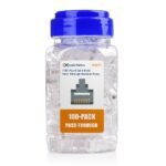 Cable Matters 100-Pack Cat 6 Pass Through RJ45 Connectors, 50Âµ Gold Plated (Cat 6 Ends / Cat6 Connector /RJ45 Modular Plugs/Ethernet Plugs/Network Connector) for Solid or...