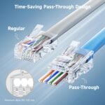 Cable Matters 100-Pack Cat 6 Pass Through RJ45 Connectors, 50Âµ Gold Plated (Cat 6 Ends / Cat6 Connector /RJ45 Modular Plugs/Ethernet Plugs/Network Connector) for Solid or...