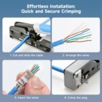 Cable Matters 100-Pack Cat 6 Pass Through RJ45 Connectors, 50Âµ Gold Plated (Cat 6 Ends / Cat6 Connector /RJ45 Modular Plugs/Ethernet Plugs/Network Connector) for Solid or...