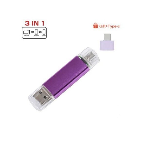 Clé USB 3-en-1 Rotative 128G - Violet