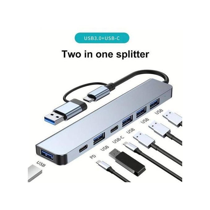 Concentrateur USB 3.0 7 En 1, Répartiteur De Type-C2.0, Adaptateur, Station D'accueil à Double Tête