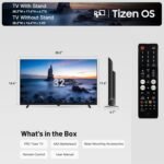 FPD 32 Inch Smart TV, Tizen OS Compatible with Samsung TV Plus, 720p HD WiFi Television with Dolby Audio, HDR 10, HDMI, Bluetooth, Flat Screen Television Built-in Google Cast...