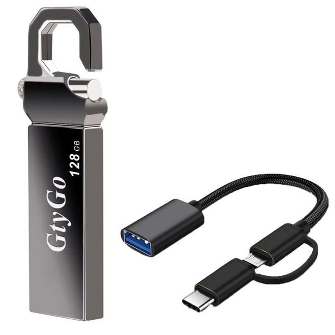 GtyGo Clé USB OTG 128 Go USB3.0 Adaptateur Type C 3 unités en 1 ensemble