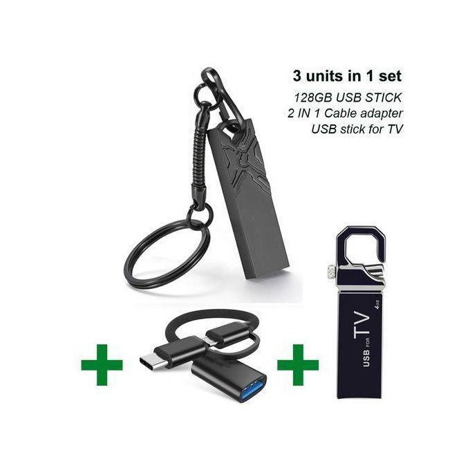 GUEETON Clé USB OTG 128 Go avec Adaptateur Type C – Lot de 3 Unités