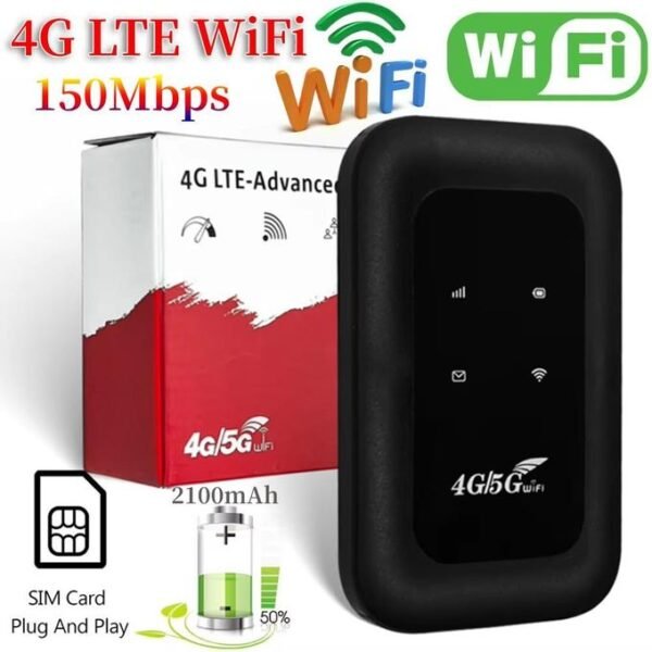 Haut débit 4G LTE Mobile WiFi Hotspot avec emplacement pour carte SIM Modem 4G LTE routeur pour RV voyage vacances Camping région éloignée