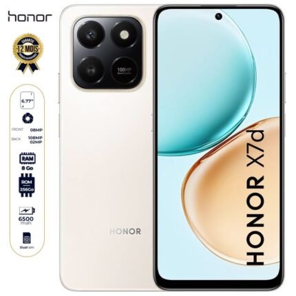 Honor X7d 4G - 256 Go - 8 Go RAM - 6,77" - Dual Nano SIM - 108MP+2MP / 8MP - 6500 mAh - Garantie 12 mois