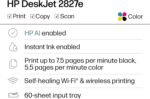 HP DeskJet 2827e Wireless All-in-One Color Inkjet Printer, Scanner, Copier, Best-for-Home, 3 Month Instant Ink Trial Included, AI-Enabled (6W7F5A)