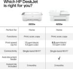 HP DeskJet 2855e Wireless All-in-One Color Inkjet Printer, Scanner, Copier, Best-for-home, 3 month Instant Ink trial included, AI-enabled (588S5A)