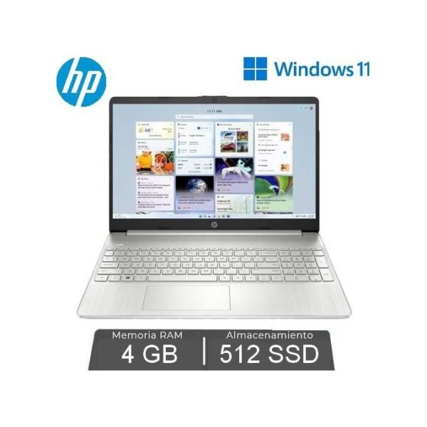 Hp DUAL CORE 15S-FQ N4120-4GO RAM / 512G GB SSD-ERAN 15'' - WINDOWS 11 - COULEUR ARGENTE