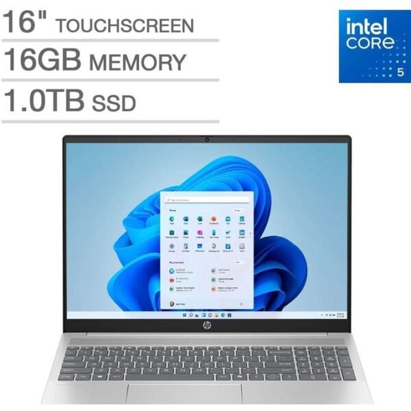 Hp Pavilion 15th gen-Intel® Core™5 120U-16Go RAM-1To SSD-écran tactile 16’’FHD-clavier rétroéclairé Azerty-Win 11 Pro + Pack Office 21