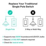 Kasa Smart Light Switch HS200-LA, Light Almond, Single Pole,Neutral Wire Required, 2.4GHz Wi-Fi Light Switch Compatible with Alexa and Google Home, UL Certified, No Hub Required