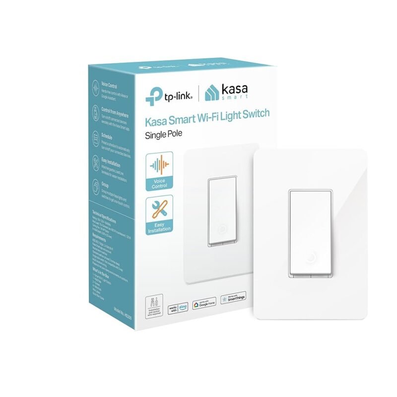 Kasa Smart Light Switch HS200, Single Pole, Needs Neutral Wire, 2.4GHz Wi-Fi Light Switch Works with Google Home, UL Certified, No Hub Required, White
