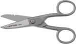 Klein Tools 100CS All-Purpose Precision Scissors, Made in USA, 5.25-Inch Nickel-Plated Snips, Blunt Tip, and Wire Stripping Notches, Multi-Purpose for Professional and Home Usage