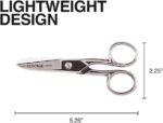 Klein Tools 100CS All-Purpose Precision Scissors, Made in USA, 5.25-Inch Nickel-Plated Snips, Blunt Tip, and Wire Stripping Notches, Multi-Purpose for Professional and Home Usage
