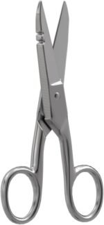 Klein Tools 100CS All-Purpose Precision Scissors, Made in USA, 5.25-Inch Nickel-Plated Snips, Blunt Tip, and Wire Stripping Notches, Multi-Purpose for Professional and Home Usage