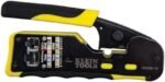 Klein Tools VDV226-110 Ratcheting Modular Data Cable Crimper / Wire Stripper / Wire Cutter for RJ11/RJ12 Standard, RJ45 Pass-Thru Connectors