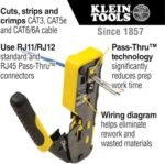 Klein Tools VDV226-110 Ratcheting Modular Data Cable Crimper / Wire Stripper / Wire Cutter for RJ11/RJ12 Standard, RJ45 Pass-Thru Connectors
