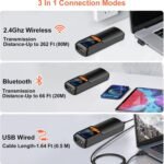 KUIIYER Mini Bluetooth Barcode Scanner, Wireless 2D QR 1D Bar Code Scanners with LCD Screen Display & Setting Keypad & AI Voice, Small Portable Handheld Barcode Reader for Smart...