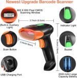KUIIYER Wireless Barcode Scanner, 2D QR 1D Bar Code Scanners Handheld Barcode Reader with Updated 800 X 600 Pixel CMOS & Built-in Light, Plug & Play for Computers, PC, Laptop,...