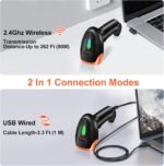 KUIIYER Wireless Barcode Scanner, 2D QR 1D Bar Code Scanners Handheld Barcode Reader with Updated 800 X 600 Pixel CMOS & Built-in Light, Plug & Play for Computers, PC, Laptop,...