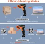 KUIIYER Wireless Barcode Scanner, 2D QR 1D Bar Code Scanners Handheld Barcode Reader with Updated 800 X 600 Pixel CMOS & Built-in Light, Plug & Play for Computers, PC, Laptop,...