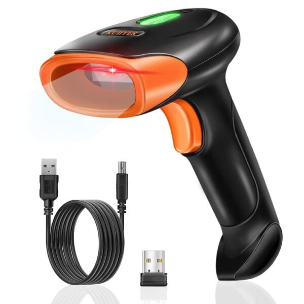 KUIIYER Wireless Barcode Scanner, 2D QR 1D Bar Code Scanners Handheld Barcode Reader with Updated 800 X 600 Pixel CMOS & Built-in Light, Plug & Play for Computers, PC, Laptop,...