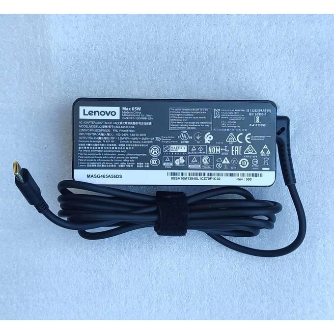 Lenovo Chargeur compatible 20V 3.25A Type C - 65W + câble d'alimentation