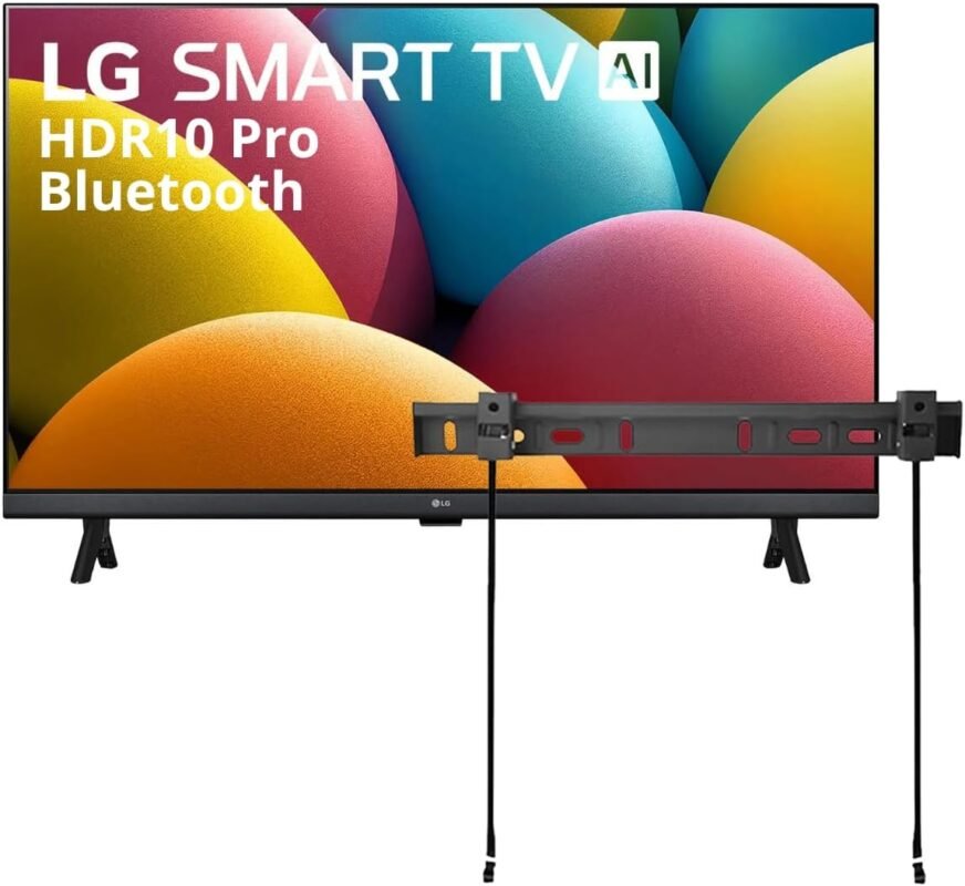 LG 32" inch Smart TV (2025) LR600 32" Class HD HDR10 LR60 Series webOS 23 Bluetooth α5 AI Processor Gen6 + Wall Mount (Renewed)