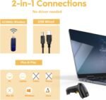 NADAMOO Wireless Barcode Scanner 328 Feet Transmission Distance USB Cordless 1D Laser Automatic Barcode Reader Handhold Bar Code Scanner with USB Receiver for Store,...