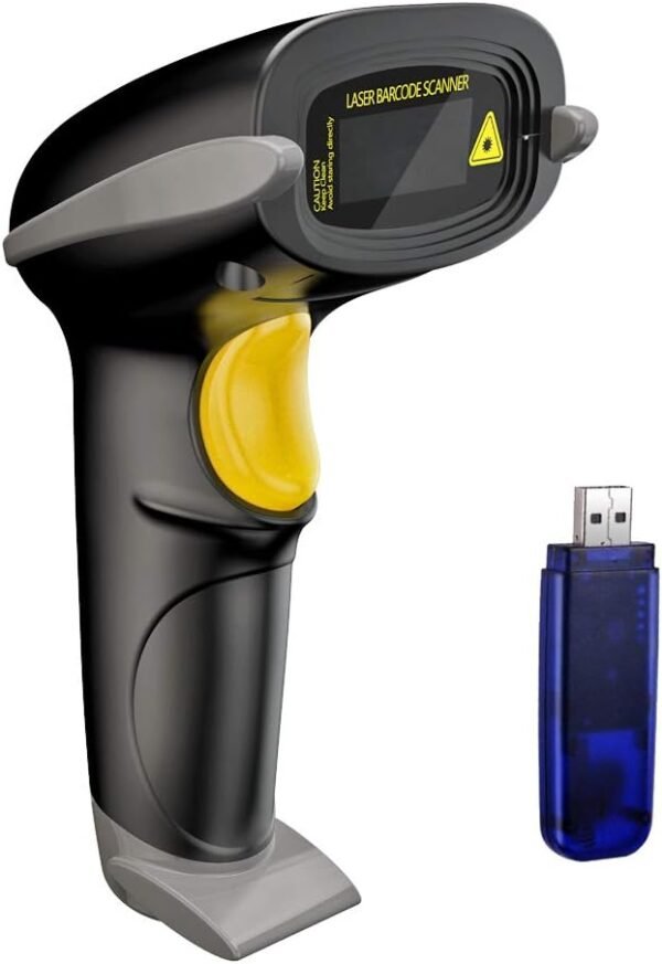 NADAMOO Wireless Barcode Scanner 328 Feet Transmission Distance USB Cordless 1D Laser Automatic Barcode Reader Handhold Bar Code Scanner with USB Receiver for Store,...