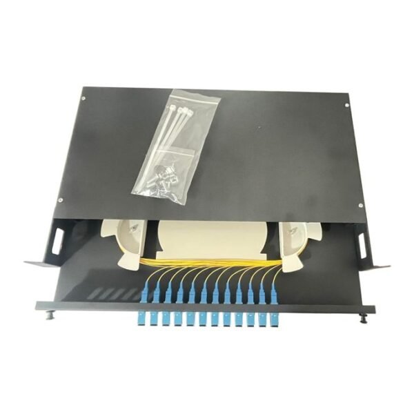 Netlink Tiroir Optique Coulissant 19 Pouces, 1U Pour 24 Fibres SC Avec 12 Traversées SC En Monomode