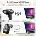 NETUM Bluetooth Barcode Scanner, Compatible with 2.4G Wireless & Bluetooth Function & Wired Connection, Connect Smart Phone, Tablet, PC, CCD Bar Code Reader Work with Windows,...