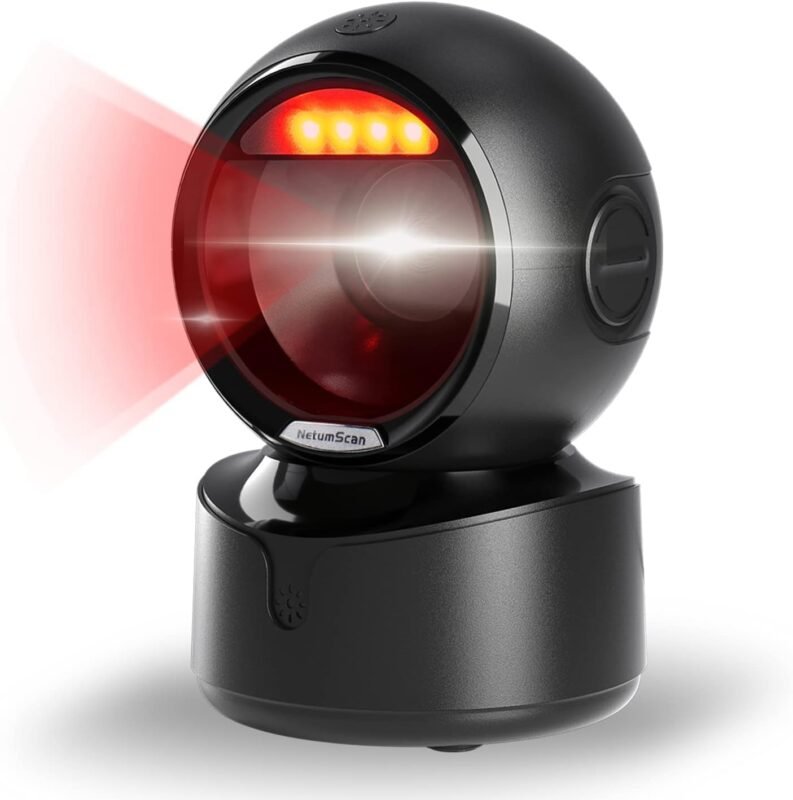 NetumScan Automatic Omnidirectional Desktop Barcode Scanner, Hands-Free USB Wired QR Barcode Reader, 1D 2D Bar Code Image Sensing for Warehouse, Supermarket, Retail Store,...