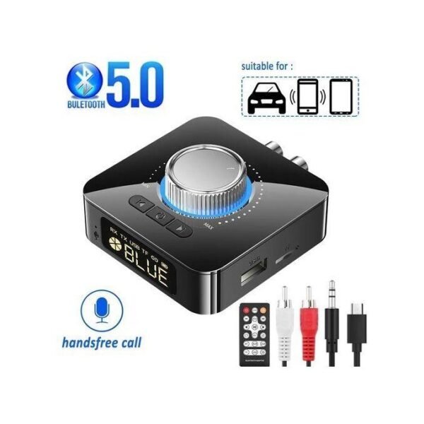 Nouvel émetteur Récepteur Audio Bluetooth 5.0 2 En 1, Convertisseur Adaptateur Audio AUX - Noir