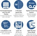 Panasonic Cordless Phone with Advanced Call Block, Link2Cell Bluetooth, One-Ring Scam Alert, and 2-Way Recording with Answering Machine, 5 Handsets - KX-TGF975B (Black with...