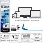 Panasonic ErgoFit Wired Earbuds With Microphone, 3.5mm Jack Wired Headphones with Mic and Call Controller, Ergonomic Custom-Fit Earpieces (S/M/L), for Phones and Laptops -...