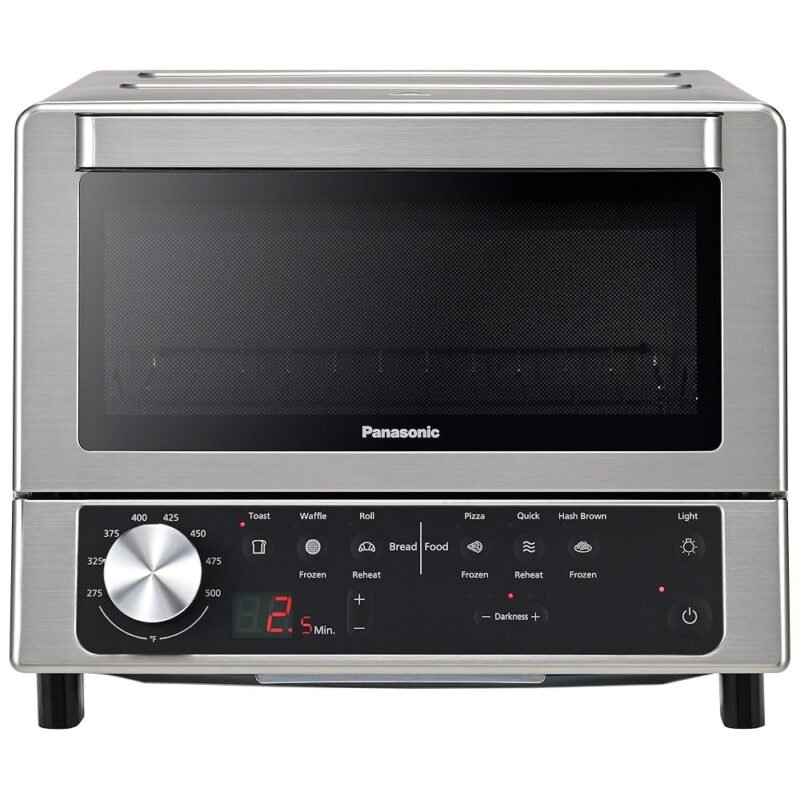 Panasonic FlashXpress Toaster Oven Countertop, 4-Slice Compact Size w/Double Infrared Heating, PFAS-free, 6 Auto Cook Options & Precise Temperature Control, 1300W - NB-G200P...